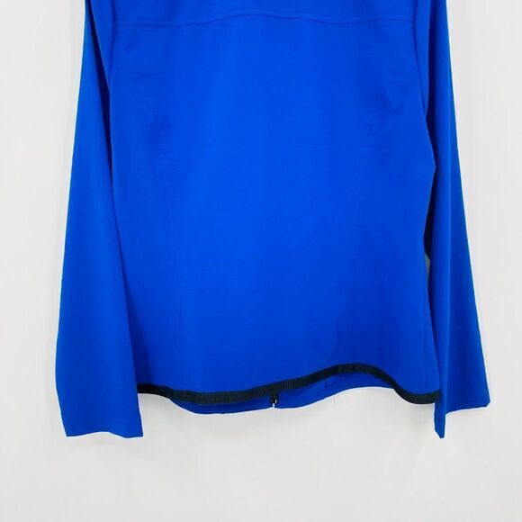 Zenergy Chico's Size 1 Medium Blue Long Sleeve Lightweight Ruffled Zip Up Jacket - Picture 8 of 9